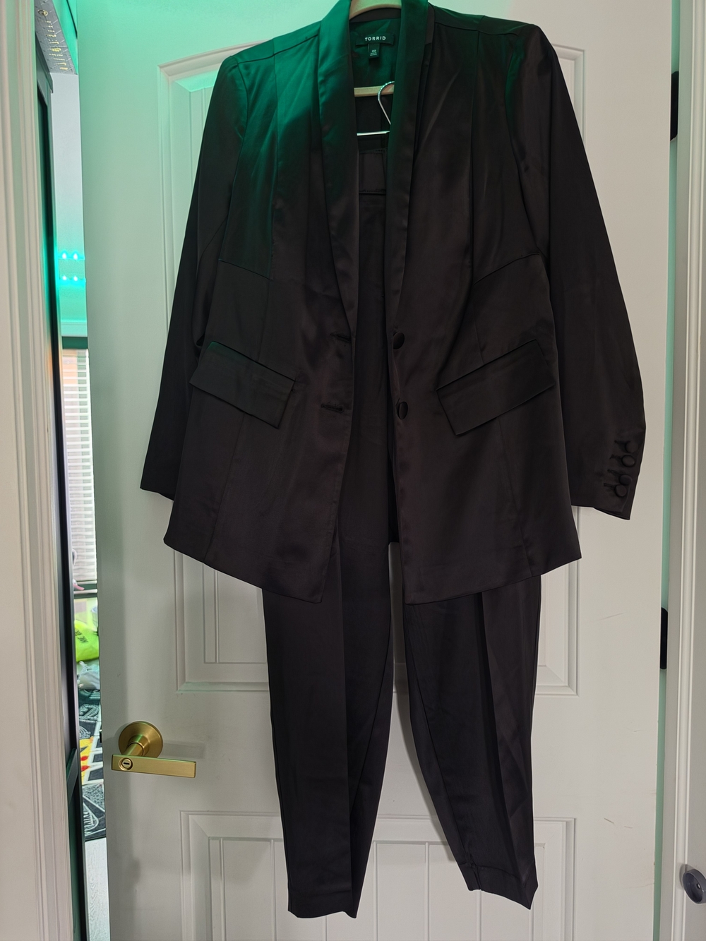 torrid Black Satin-Look Blazer & Trousers Set